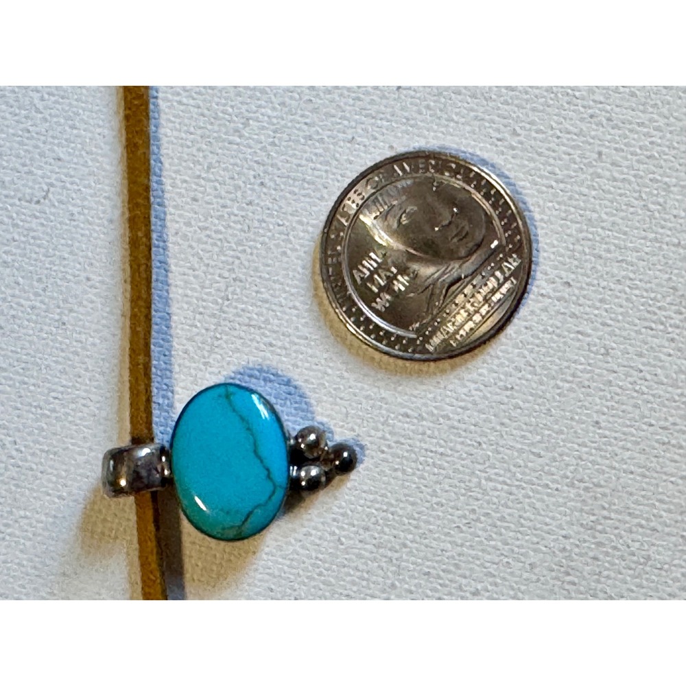 Vintage ATI Mexico 925 Sterling Silver Blue Howlite Pendant Necklace Cord - Picture 6 of 8